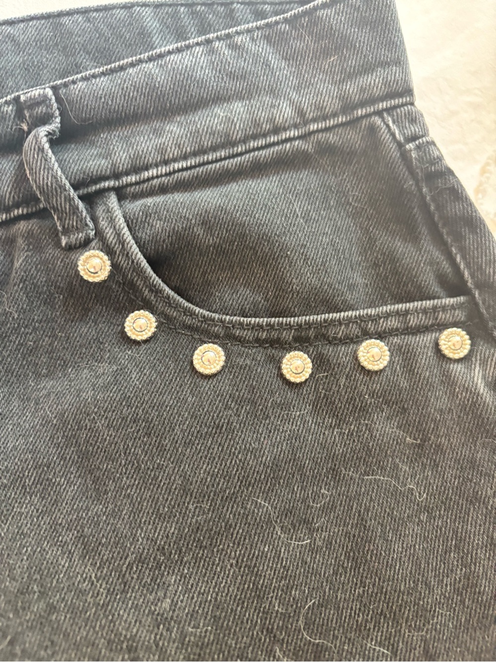 Ba&sh Black Wide-Leg Women’s Jeans with Stud Detail
